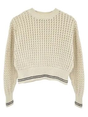 Varley Azores Sweater in Birch Size Small 100% Cotton Costal Preppy